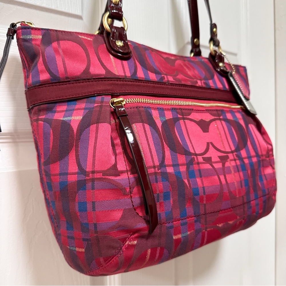 Coach Poppy Tartan Plaid Glamour Large Tote Limited Edition Vintage Y2K - Picture 3 of 12